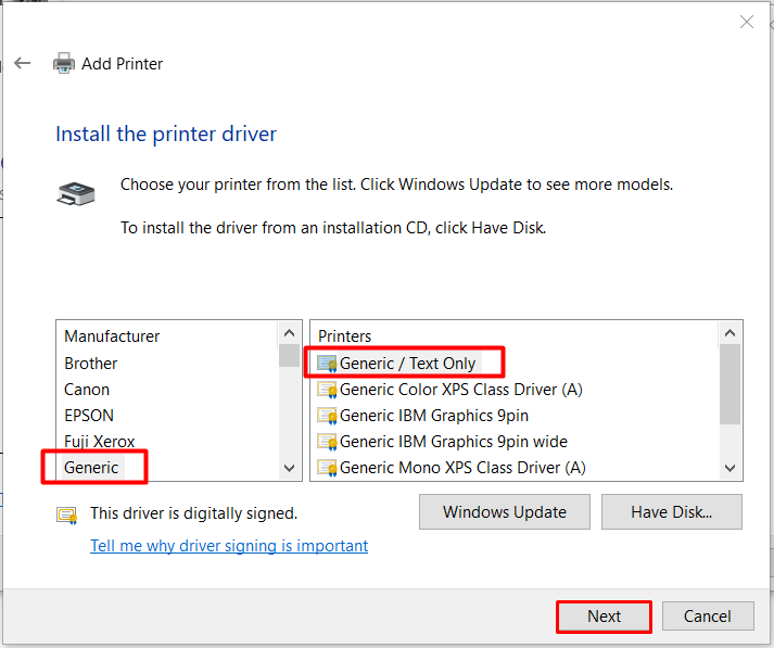 Print a ZPL File Using the Generic Text Printer
