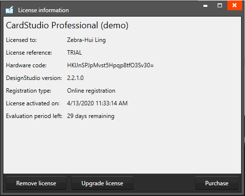 Validating CardStudio 2.0 Software Version and License Information from