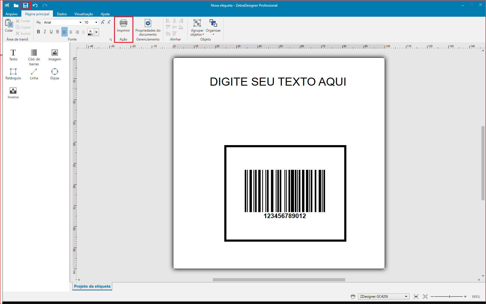 Exportando etiqueta do ZebraDesigner Essentials 3 para Arquivo de Texto