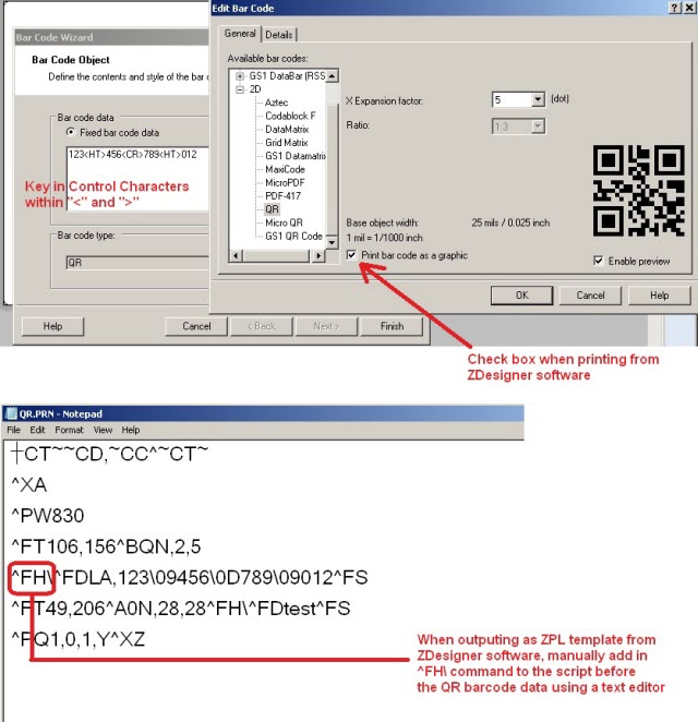 Creating A Qr Barcode That Encodes Control Characters Using