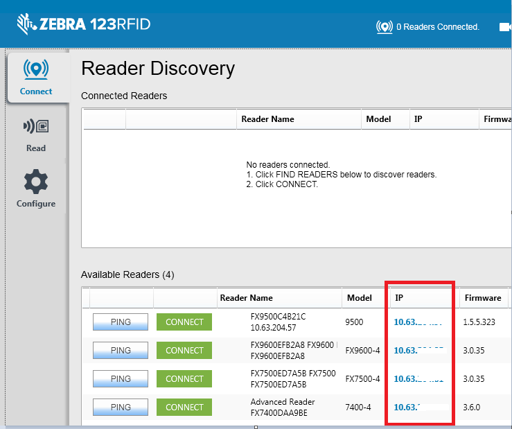 Access to FX Series RFID Fixed Reader Web-Based Administrator Console