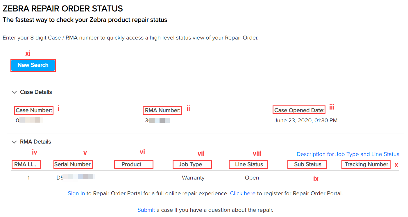 Site Guide Repair Order Status Lookup