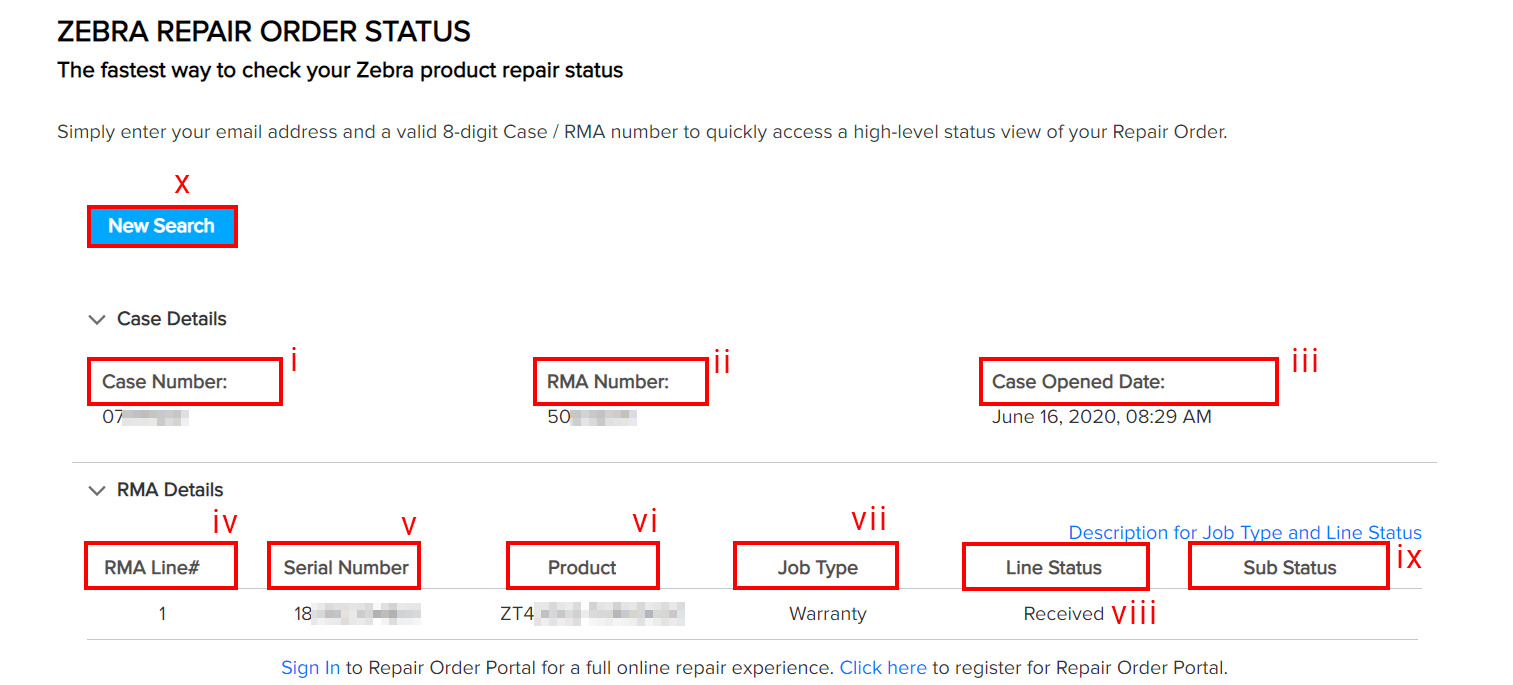 Site Guide Repair Order Status Lookup
