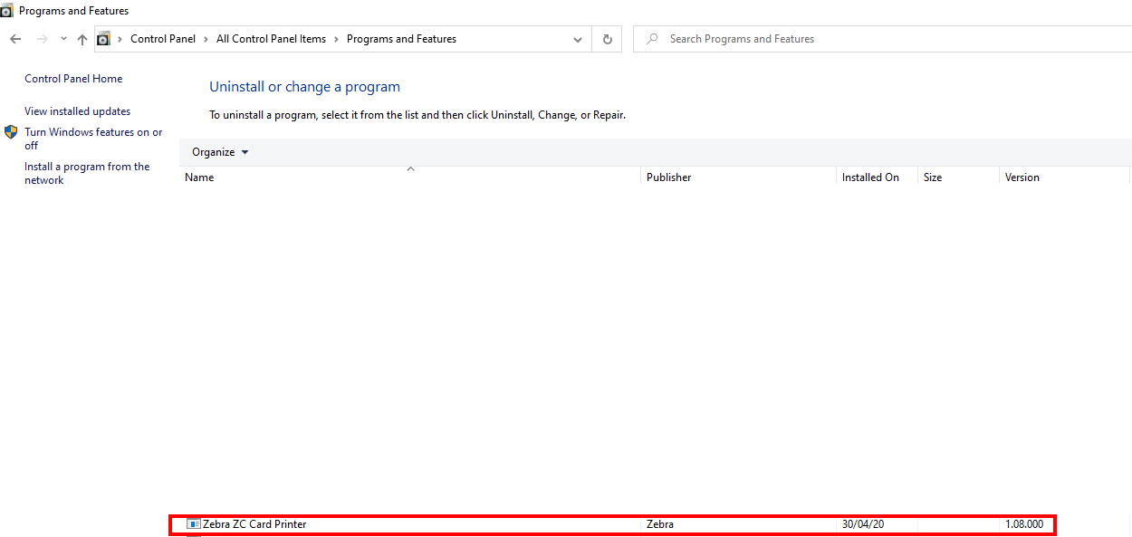 Unable to Uninstall ZC300 Printer Driver
