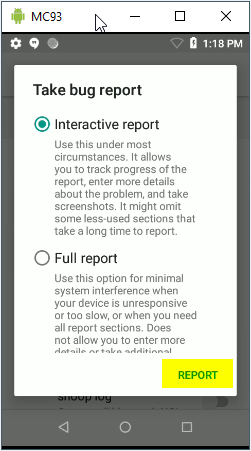 Enabling Android Bug Report Button from Power-Off Menu in Developer Options