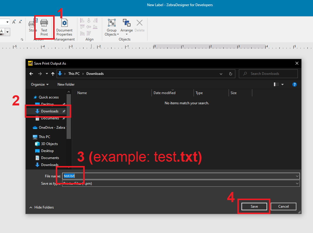 ZebraDesigner 3 (開発者) を使用して生のZPLコーディングでテスト