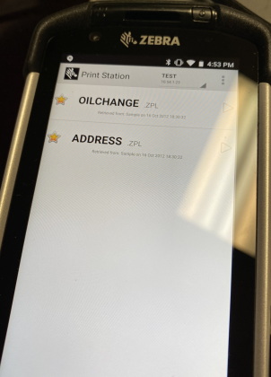 Android デバイス用のZebra Print Station アプリでラベル ファイルが
