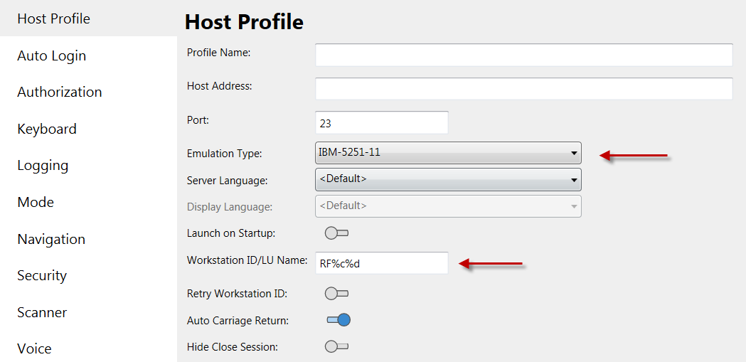 Velocity setting a workstation id for 5250 emulation