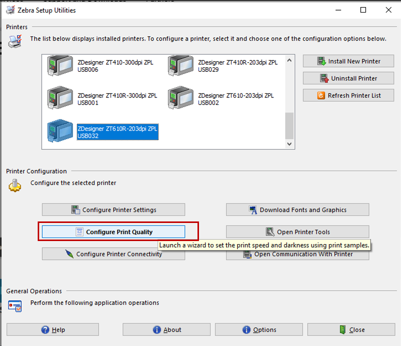 Maximum Number of Labels to Print via Configure Print Quality From