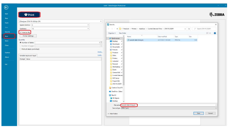 Zebraラベルへのタイムスタンプの追加