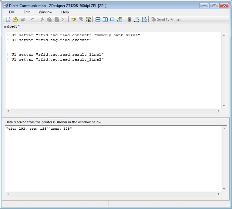 Using Set/Get/Do (SGD) Commands to Check RFID Tag Memory Bank Sizes
