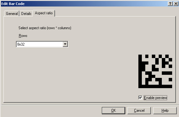 ZebraDesigner ソフトウェアを使用した長方形データ マトリックス バー