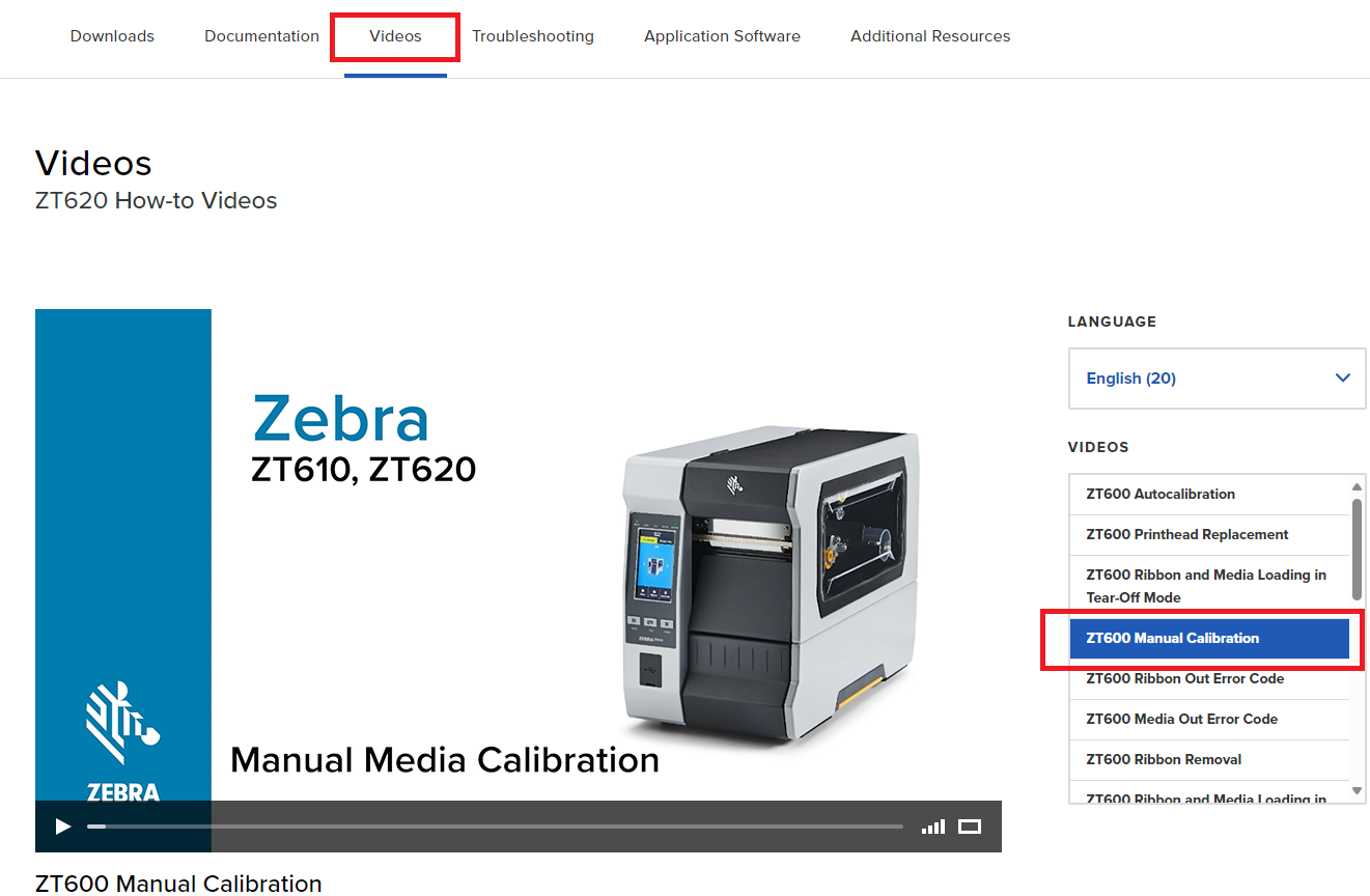 ZT600 の手動キャリブレーション: ビデオと手順の説明