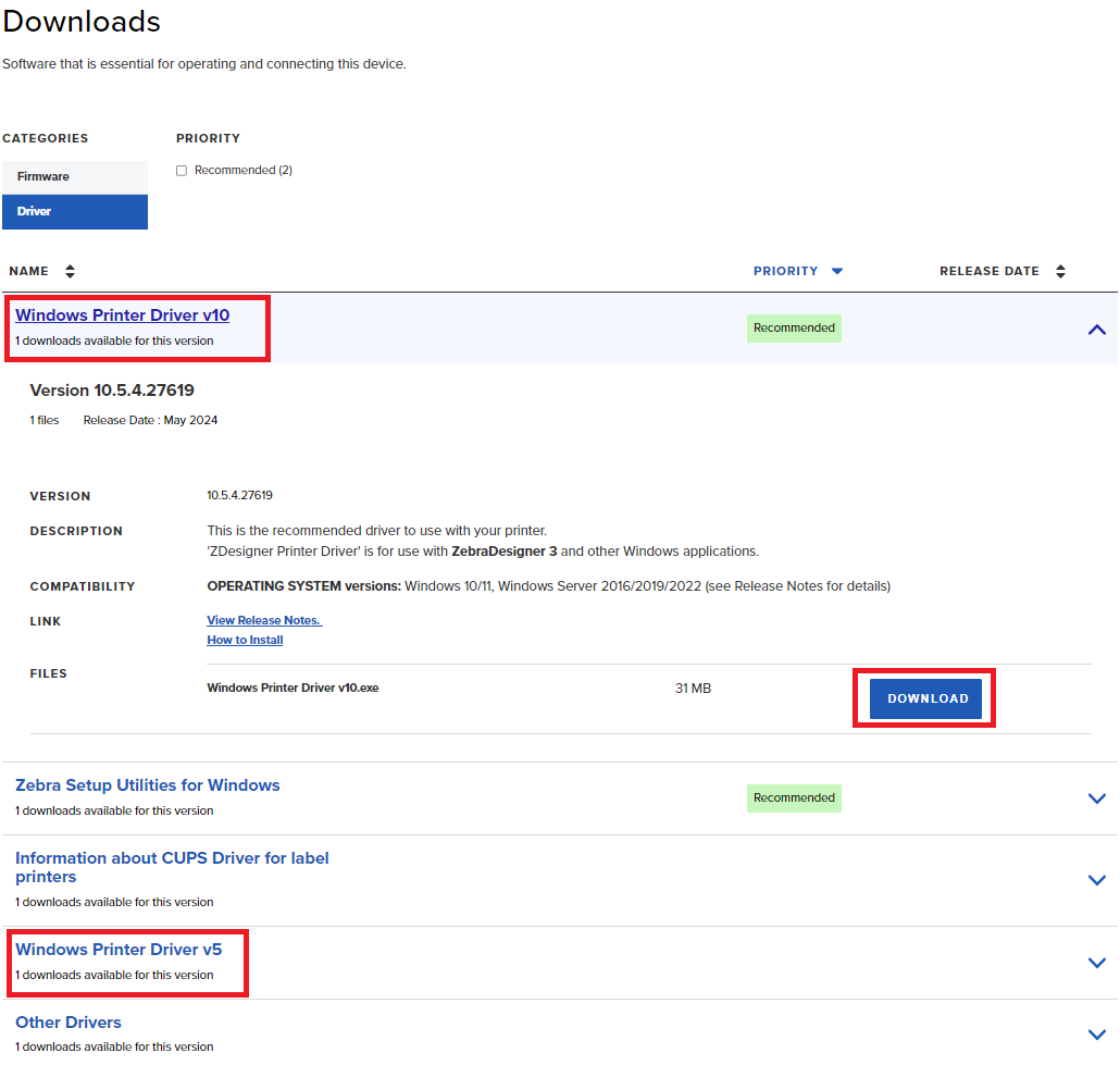 Impresora de escritorio series ZD220 y ZD230: ¿Dónde descargar