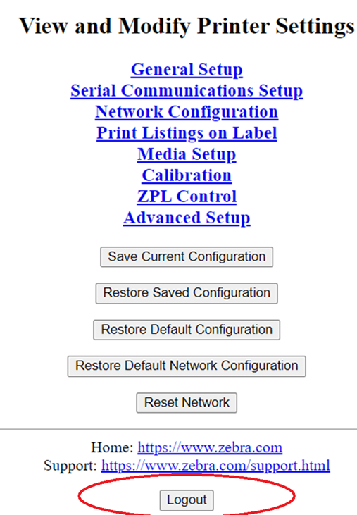 Printer  Console Log Out Features