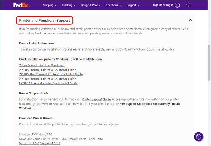 Información y detalles del controlador de la impresora Zebra ZP505