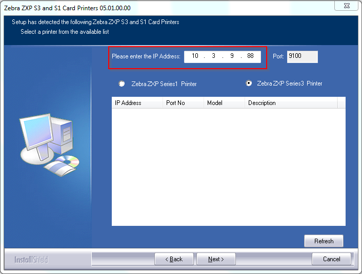 Assigning an IP Address and Installing Network Driver Zebra ZXP Series