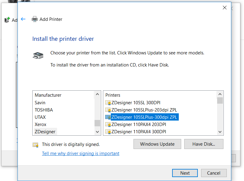 Installing a Network Zebra Printer on a Windows 10 PC