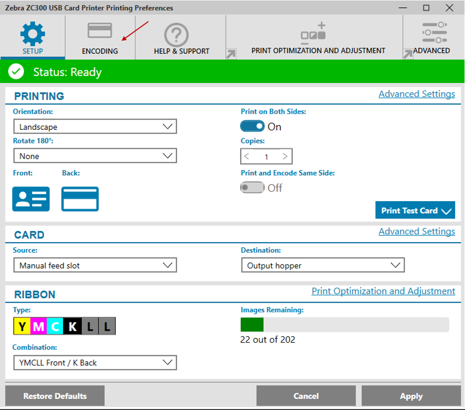 ZC300 Magnetic Encoding from Printer Driver