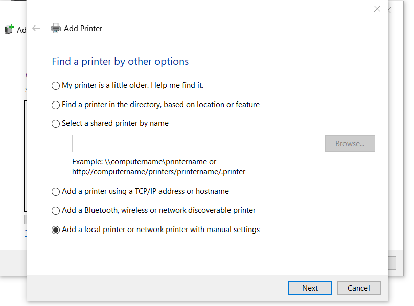 Windows 10 PC への Network Zebraプリンターのインストール