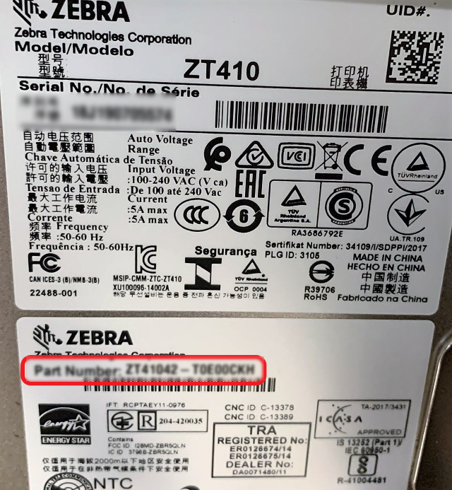 Identify the dpi of the printhead using the printer part number