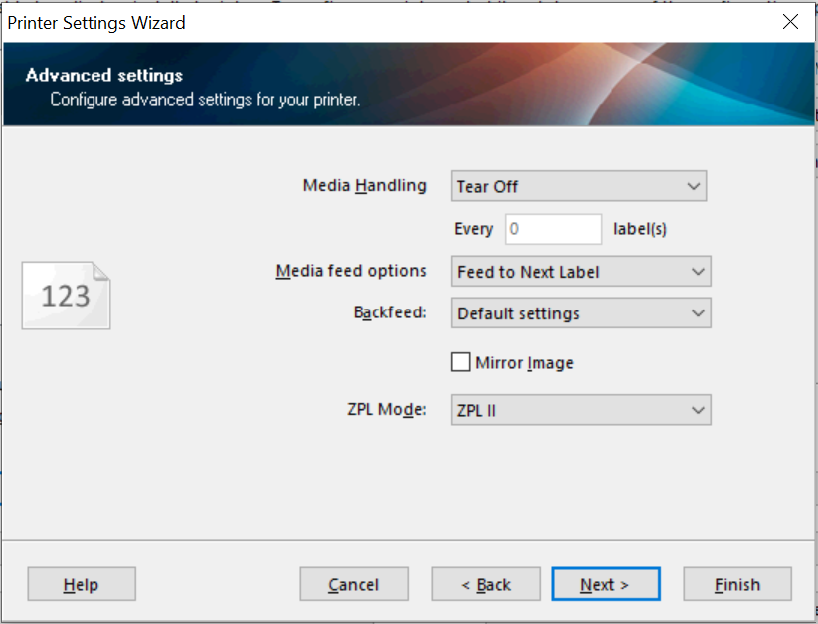 Zebra Setup Utilities Advanced Settings