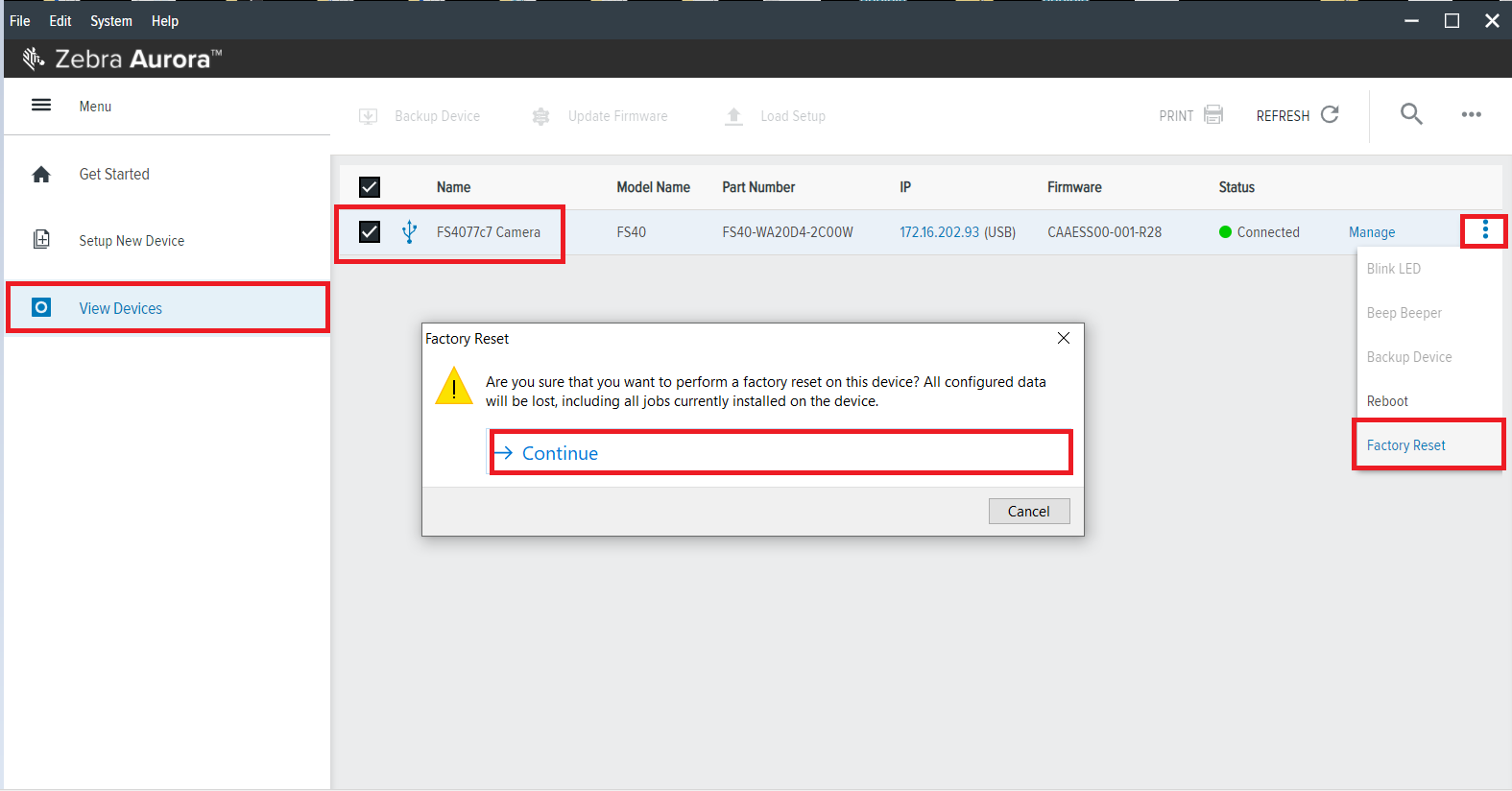 Perform Factory Reset on Fixed Industrial Scanners Devices Using Zebra