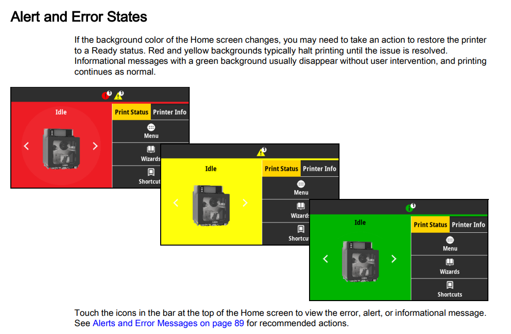 Alert and Error Status Lights