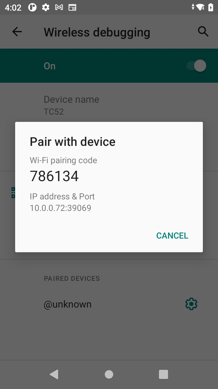 Emparelhamento com um dispositivo Android