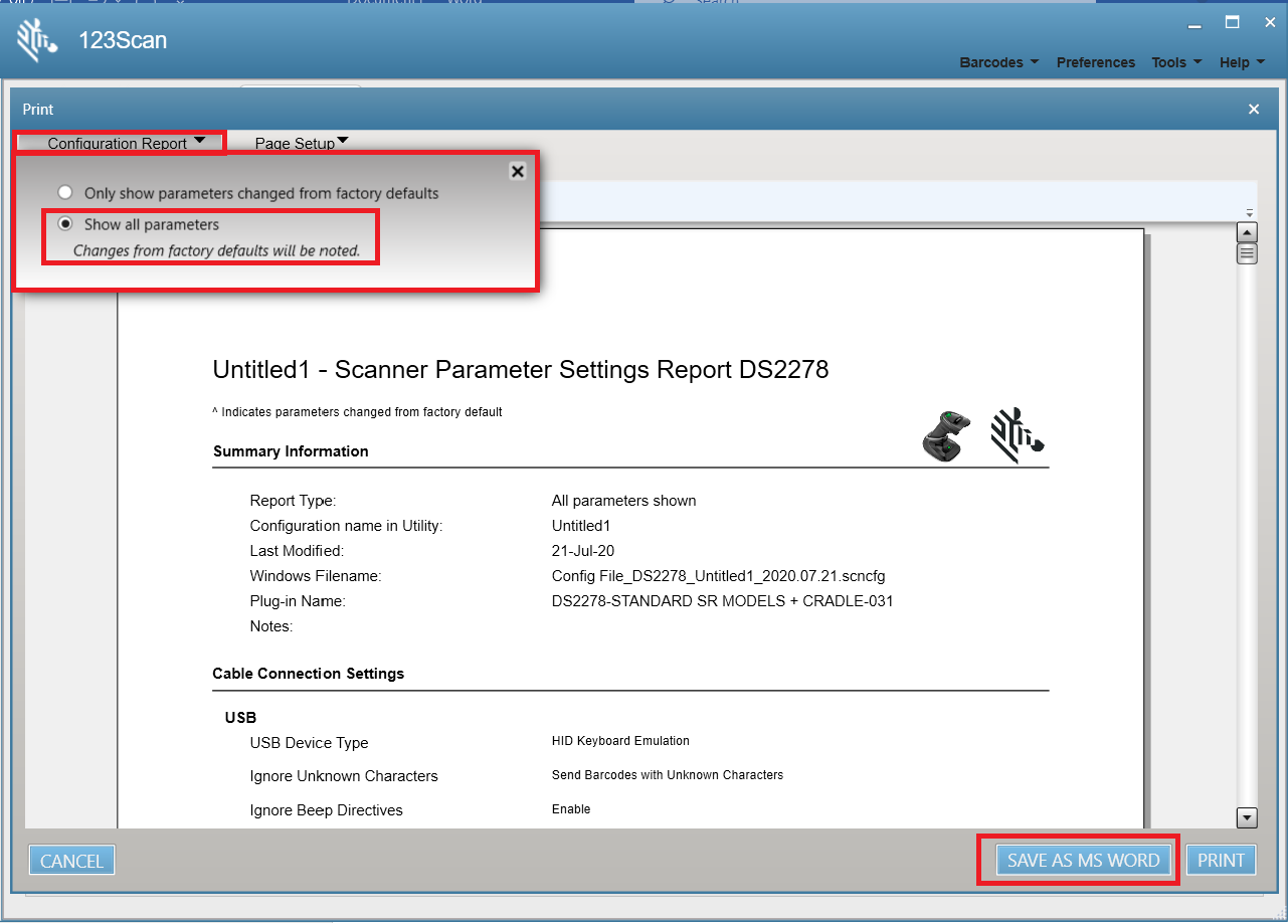 Guardar el parámetro de configuración del escáner mediante la utilidad