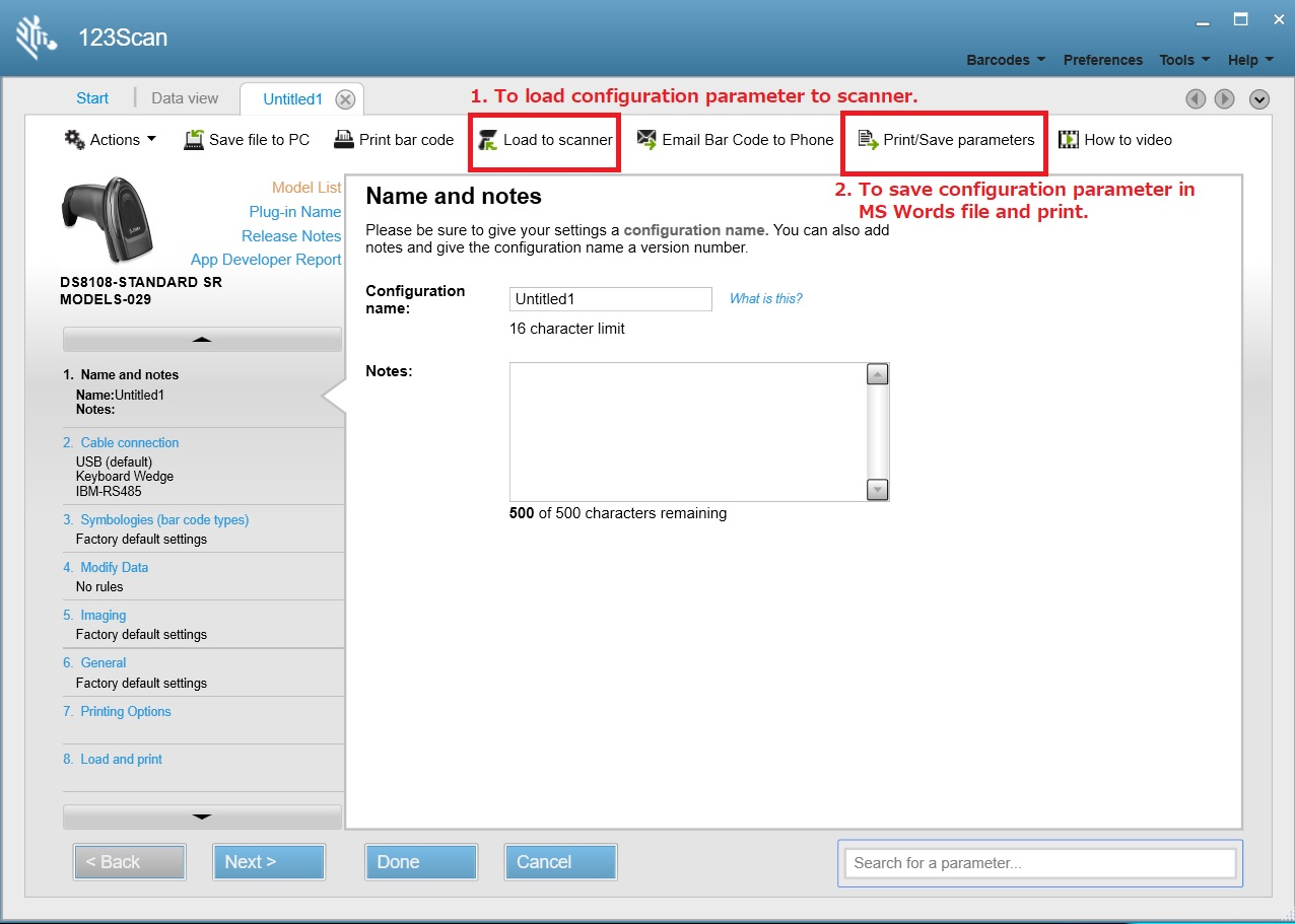 Guardar el parámetro de configuración del escáner mediante la utilidad