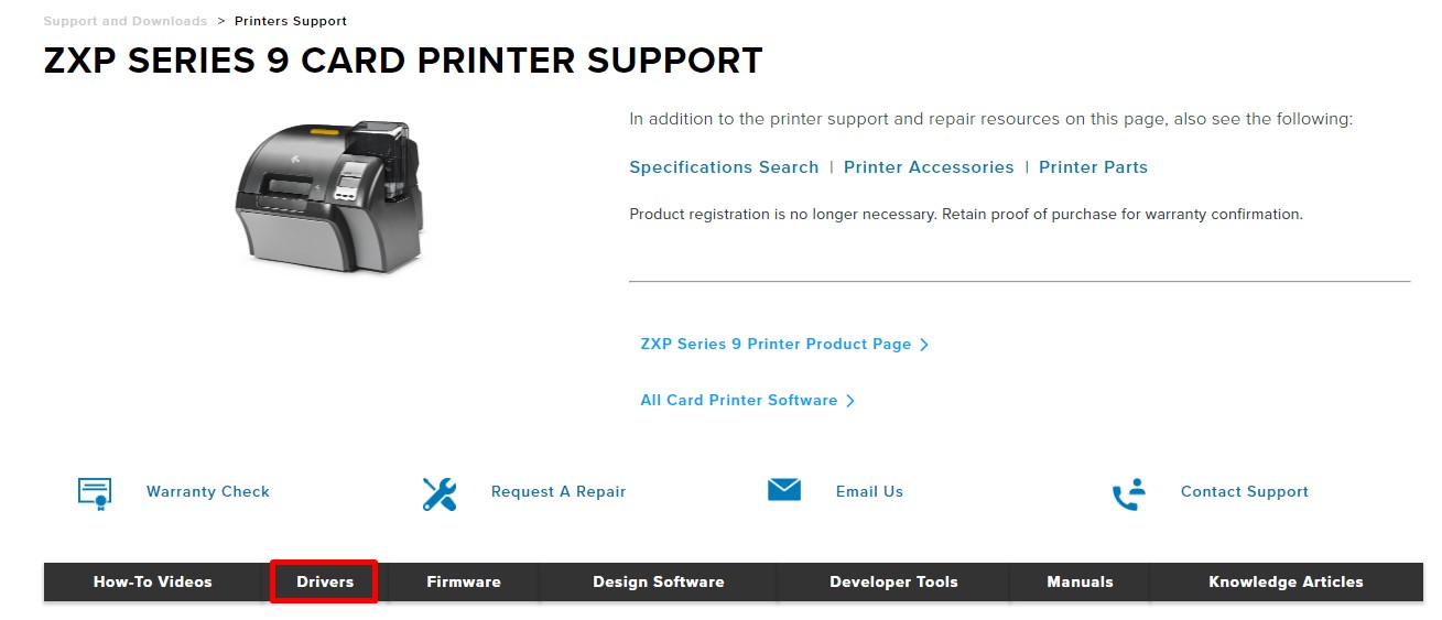 Zebraカード プリンターの現在のドライバーのダウンロード