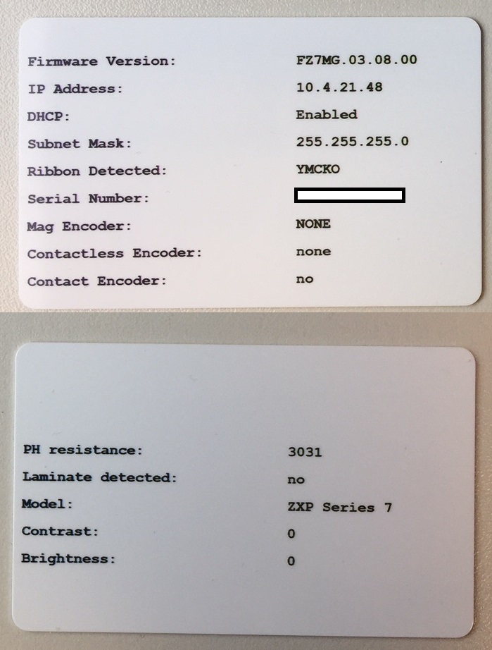 Printing a Settings Self Test Card