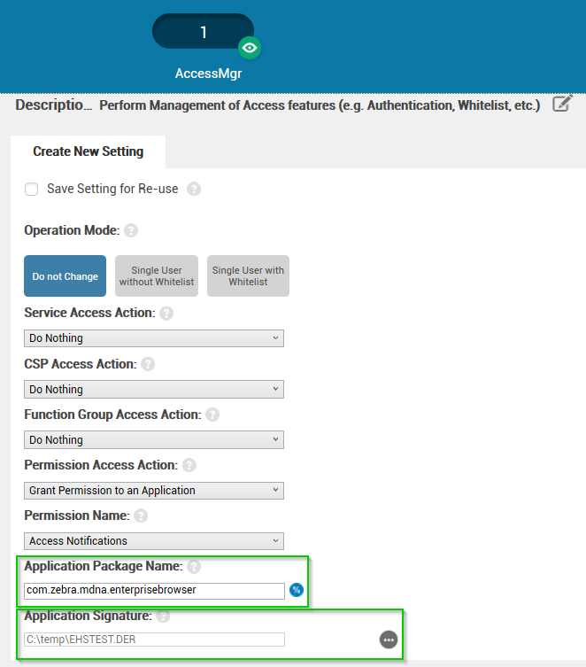 StageNow archivo de firma de la aplicación AccessMgr para el paquete APK