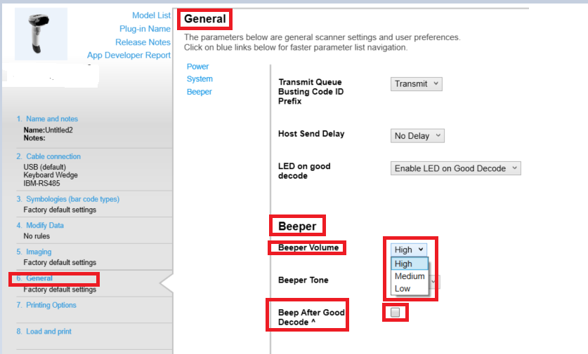 Lowering or Increasing Scanner Decode Beep Volume and Disabling or