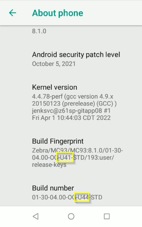Android Oreo ビルド フィンガープリントがビルド番号より古い