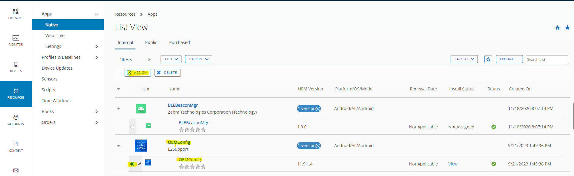 AirWatch を介して MX を利用したZebra OEMConfig でウェイクアップ