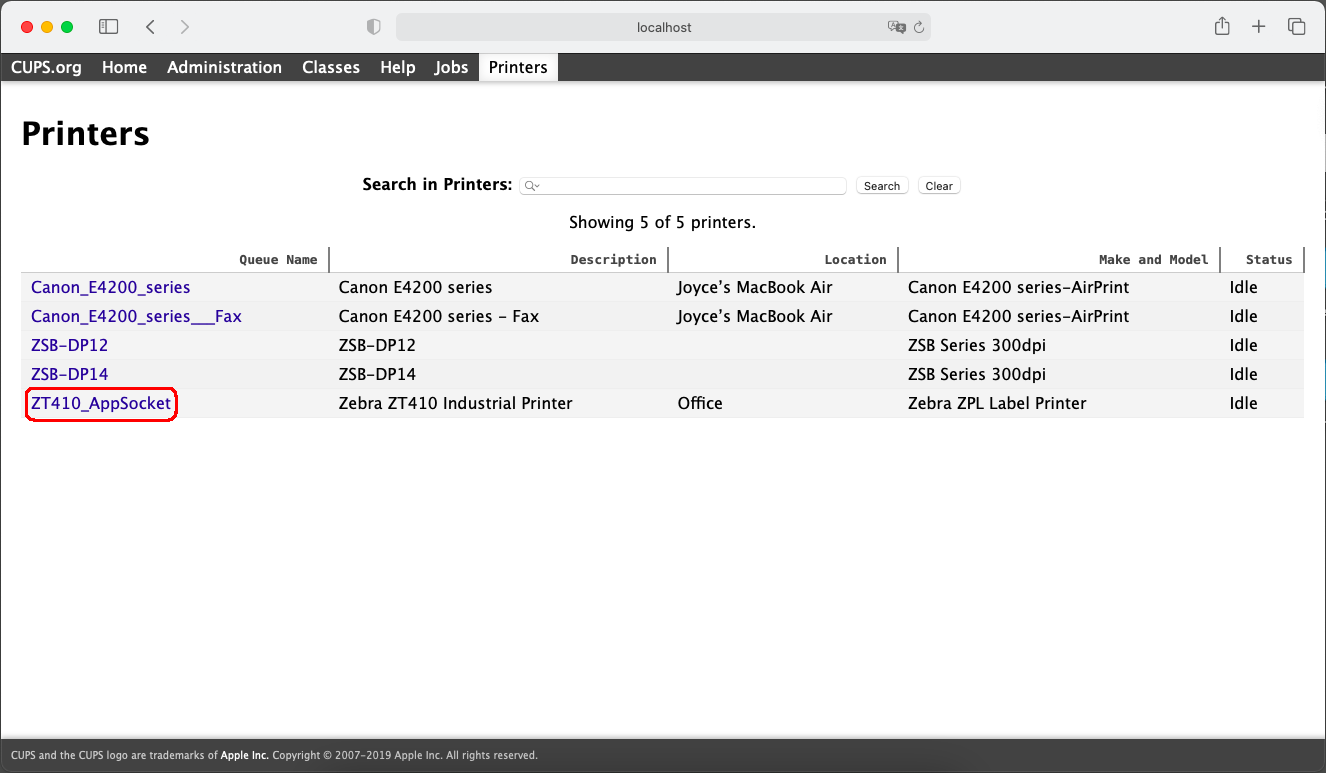 ボブ様確認ページ Mac にネットワークZebraプリンタをインストールする