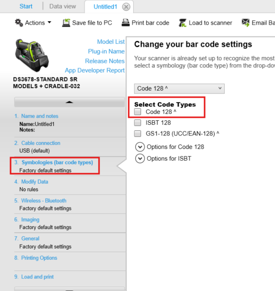 Disable 1D Type of Barcodes