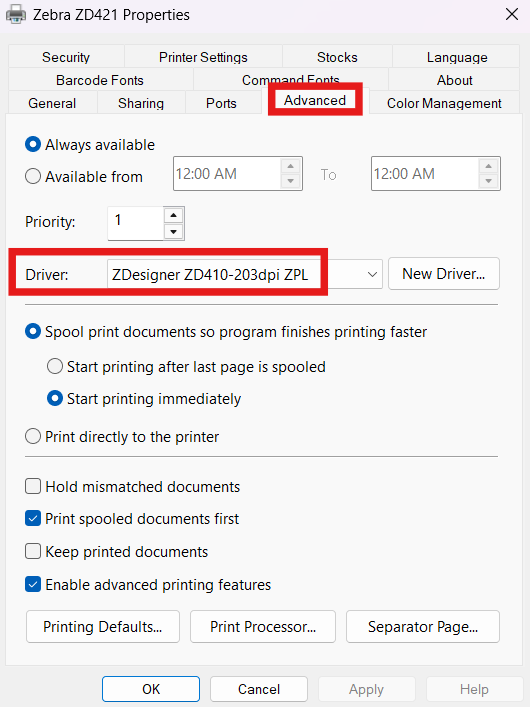 Print Width Limitation for Zebra Printer Driver