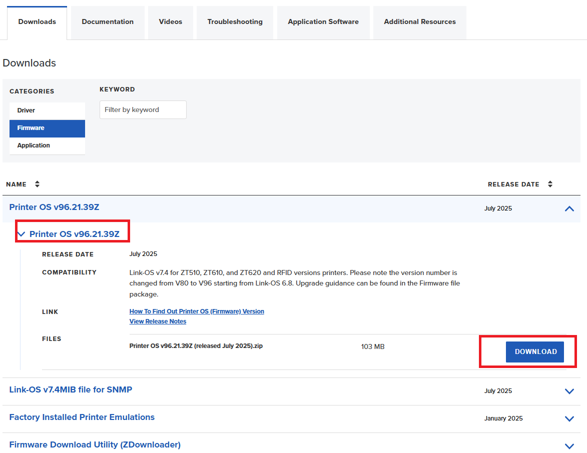 ZT510 and ZT6x0 Firmware Upgrade/Downgrade Guide