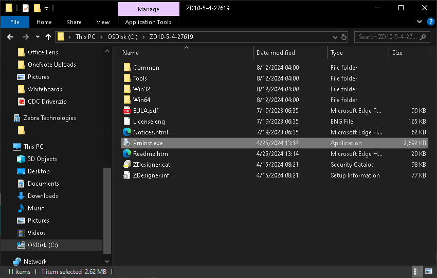 ZDesigner Windowsドライバー v10 を使用してZebraプリンターを
